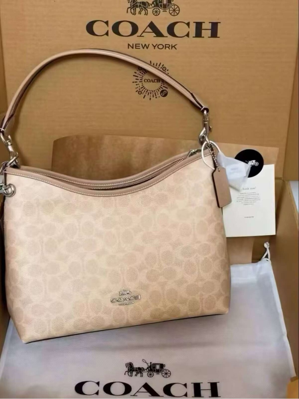 Coach Shoulder Bag in Blush Pink and Tan